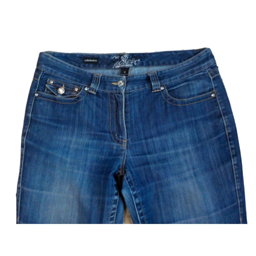 Premium Denim Womens Lydia Jeans Bootcut Stretchy Dark Blue Size 12 (36 x 32) - Picture 2 of 7